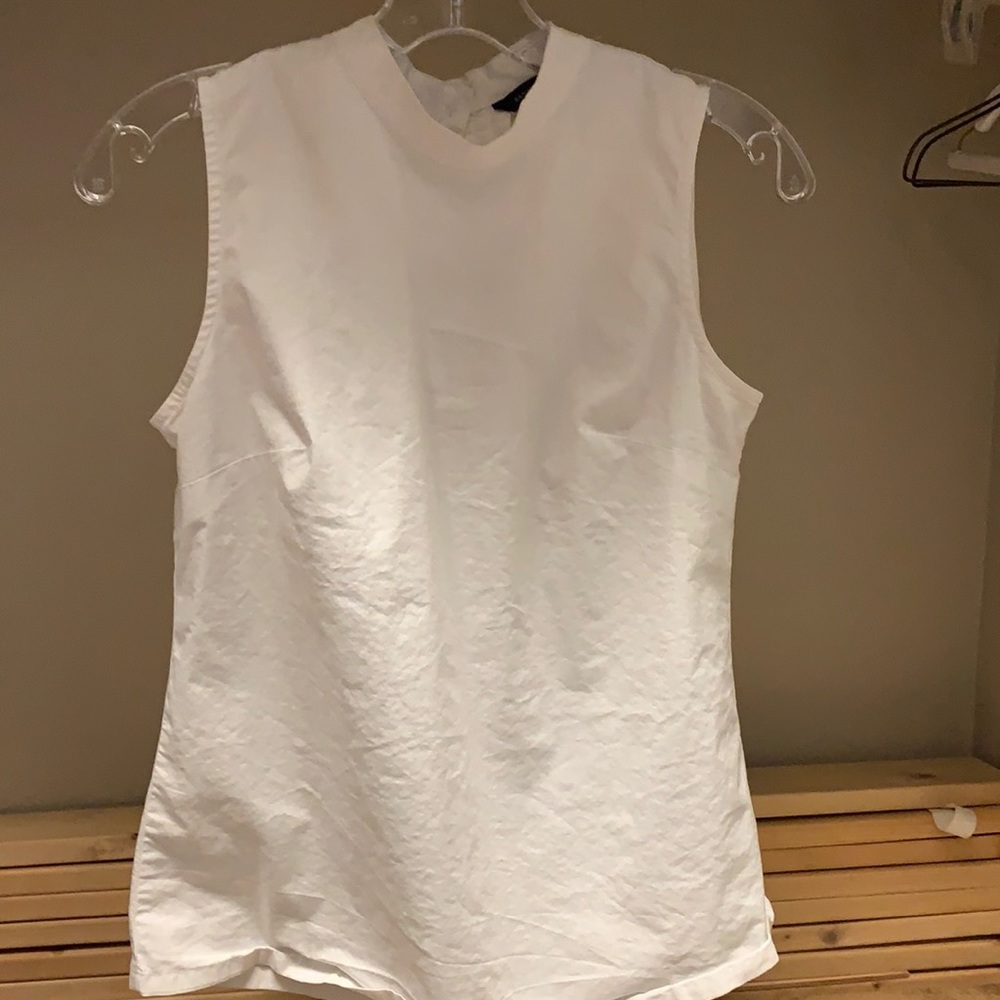 White Mock Neck Cotton Tank